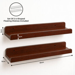 Innoteck Floating Wall Shelf 60Cm With Raised Front Set Of 2 Walnut - thumbnail 6