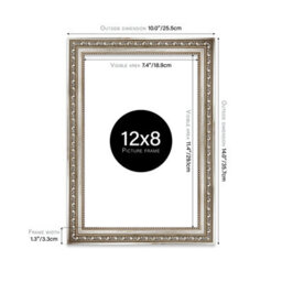 12X8 Silver Ornate Picture Frame (30.5 X 20.3Cm) Poster, Photo, Artwork, Gallery Wall Or Print - thumbnail 2