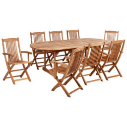 Beliani Maui Ii 8 Seater Garden Dining Set Light Brown Acacia Wood - thumbnail 1