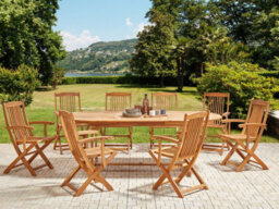 Beliani Maui Ii 8 Seater Garden Dining Set Light Brown Acacia Wood - thumbnail 2