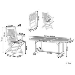 Beliani Maui Ii 8 Seater Garden Dining Set Light Brown Acacia Wood - thumbnail 3