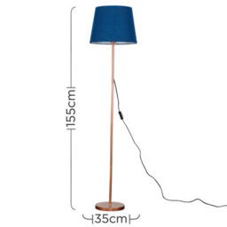 Valuelights Charles Copper Floor Lamp With Navy Tapered Shade And Bulb - thumbnail 7