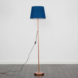 Valuelights Charles Copper Floor Lamp With Navy Tapered Shade And Bulb - thumbnail 5