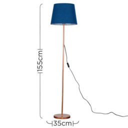 Valuelights Charles Copper Floor Lamp With Navy Tapered Shade And Bulb - thumbnail 6