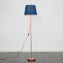 Valuelights Charles Copper Floor Lamp With Navy Tapered Shade And Bulb - thumbnail 2