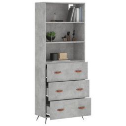 Berkfield Highboard Concrete Grey 69.5X34X180 Cm Engineered Wood - thumbnail 3
