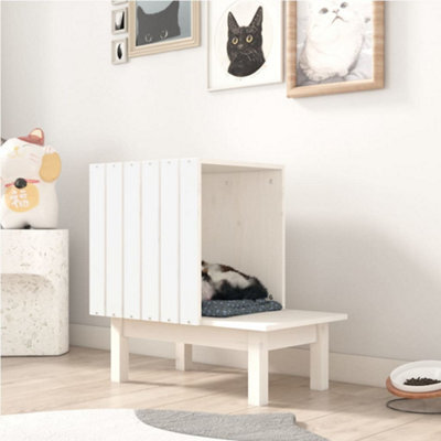 Vidaxl Cat House White 60X36X60 Cm Solid Wood Pine - image 1