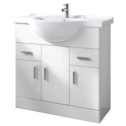 Sundaze 850mm Gloss White Bathroom Cabinet Vanity Sink Unit Storage With Basin - thumbnail 3