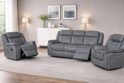 SC FURNITURE LIMITED Grey Leather Gel Reclining 3 Seater + 2 Reclining Armchairs - Clifton