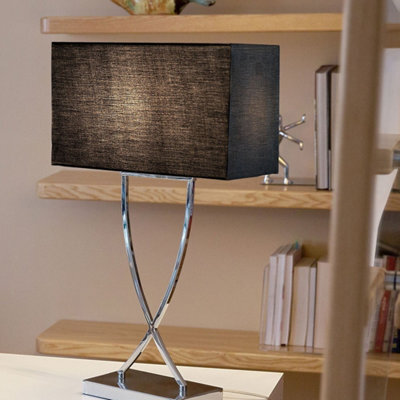 Beliani Table Lamp Silver Helix Tube With Black Rectangular Shade 62 Cm Modern Living Room - image 1