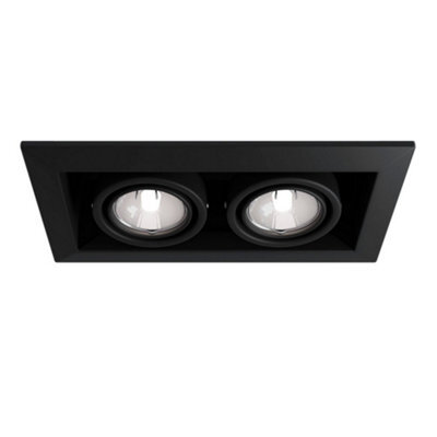 Luminosa Lighting Luminosa Metal Modern Recessed Twin Square Downlight Black, 2 Light, Gu10 - image 1