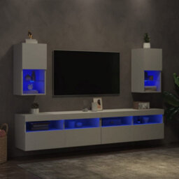 Berkfield Durable Tv Cabinets With Led Lights 2 Pcs White 30.5X30X60 Cm - thumbnail 4