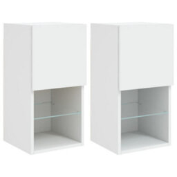 Berkfield Durable Tv Cabinets With Led Lights 2 Pcs White 30.5X30X60 Cm - thumbnail 1