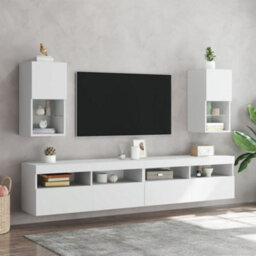 Berkfield Durable Tv Cabinets With Led Lights 2 Pcs White 30.5X30X60 Cm - thumbnail 3