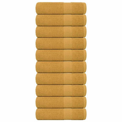 Berkfield Bath Towels 10 Pcs Gold 100X150 Cm 360 Gsm 100% Cotton - image 1