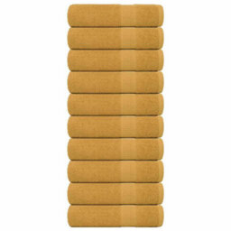 Berkfield Bath Towels 10 Pcs Gold 100X150 Cm 360 Gsm 100% Cotton