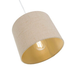 Happy Homewares Modern Taupe Linen Fabric Small 8 Drum Lamp Shade With Matching Satin Lining - thumbnail 3