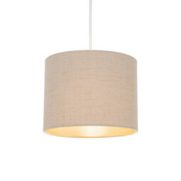 Happy Homewares Modern Taupe Linen Fabric Small 8 Drum Lamp Shade With Matching Satin Lining - thumbnail 2