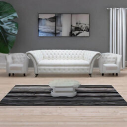 Chesterfield 3 Seater Shelly White Leather Buttoned Seat Sofa Settee In Balmoral Style - thumbnail 5