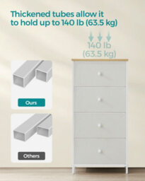 Songmics Fabric Dresser For Bedroom, With 4 Drawers, Metal Frame, Chest Of Drawers - thumbnail 5