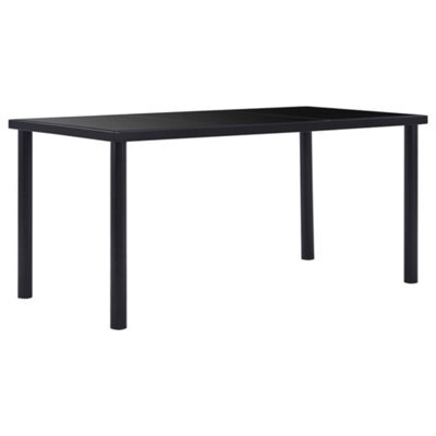 Vidaxl Dining Table Black 160X80X75 Cm Tempered Glass - image 1