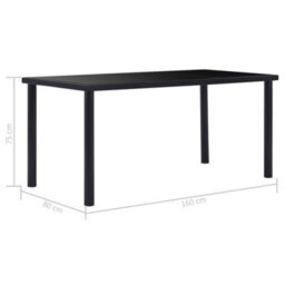 Vidaxl Dining Table Black 160X80X75 Cm Tempered Glass - thumbnail 5