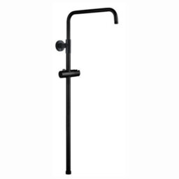 Enki Carre Black Modern Classic Bathroom Solid Stainless Steel Fully Adjustable Overhead Handheld Shower Rigid Riser Rail Kit G18