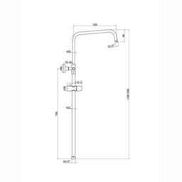 Enki Carre Black Modern Classic Bathroom Solid Stainless Steel Fully Adjustable Overhead Handheld Shower Rigid Riser Rail Kit G18 - thumbnail 3