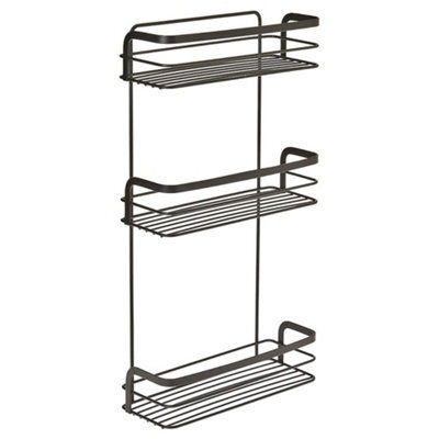 Metaltex Origin Lava 3-Tier Rectangular Shelf Bathroom Storage Rack  - Black - image 1