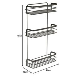 Metaltex Origin Lava 3-Tier Rectangular Shelf Bathroom Storage Rack  - Black - thumbnail 4