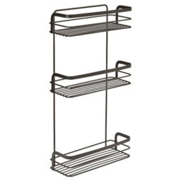 Metaltex Origin Lava 3-Tier Rectangular Shelf Bathroom Storage Rack  - Black - thumbnail 1