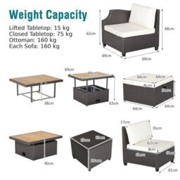 Costway 7 Pcs Outdoor Pe Wicker Conversation Set Patio Sectional Sofa Set With Storage Box - thumbnail 4