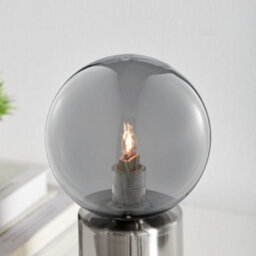 Furniturebox Uk Hattie Industrial Smoked Glass And Silver Table Desk Lamp - thumbnail 3