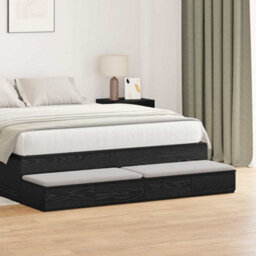 Berkfield Bed Drawers Black Oak 150X36,5X16,5 Cm Engineered Wood - thumbnail 1