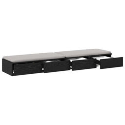 Berkfield Bed Drawers Black Oak 150X36,5X16,5 Cm Engineered Wood - thumbnail 3