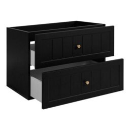Heze Furniture Gusto Scandi Style 2 Drawer Wall Cabinet Vanity Unit With Worktop 80Cm Black - thumbnail 2