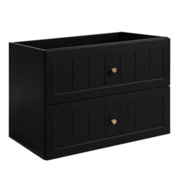 Heze Furniture Gusto Scandi Style 2 Drawer Wall Cabinet Vanity Unit With Worktop 80Cm Black - thumbnail 3