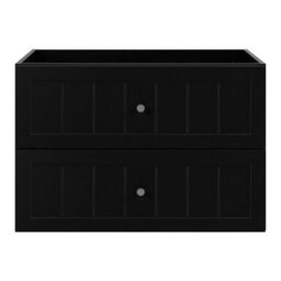 Heze Furniture Gusto Scandi Style 2 Drawer Wall Cabinet Vanity Unit With Worktop 80Cm Black - thumbnail 4