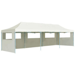 Berkfield Folding Pop-Up Party Tent With 5 Sidewalls 3X9 M Cream - thumbnail 1