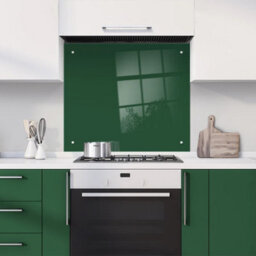 60 X 65Cm Dark Green Glass Kitchen Splashback Splatter Screen Pre Drilled Holes Wall Hanging Fixings Included - thumbnail 1