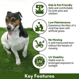 "Adelaide 20mm Outdoor Artificial Grass, Pet-Friendly Synthetic Fake Grass For Patio Garden Lawn-4M(13'1"") X 2M(6'6"")-8M²" - thumbnail 2