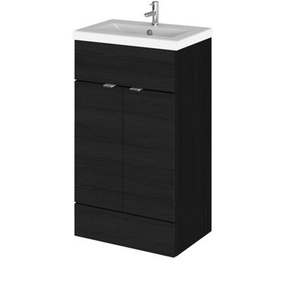 Balterley Alrewas Contemporary 2 Door Floor Standing Vanity Unit With Basin, Charcoal Black, 500mm - image 1