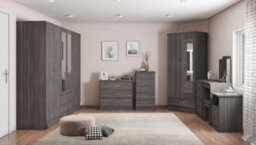Seconique Nevada 6 Door 2 Drawer Mirrored Wardrobe In Black Grain Effect Finish - thumbnail 7