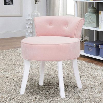 Living And Home Pink Velvet Upholstered Low Back Vanity Stool Dressing Table Stool - image 1