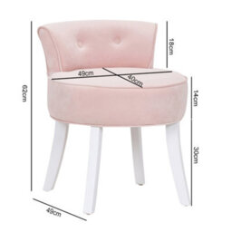 Living And Home Pink Velvet Upholstered Low Back Vanity Stool Dressing Table Stool - thumbnail 5