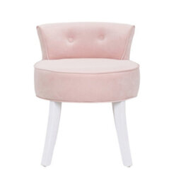 Living And Home Pink Velvet Upholstered Low Back Vanity Stool Dressing Table Stool - thumbnail 2