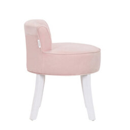 Living And Home Pink Velvet Upholstered Low Back Vanity Stool Dressing Table Stool - thumbnail 3