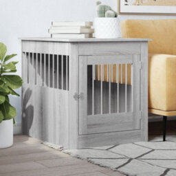 Walplus Grey Sonoma Dog Crate Furniture 64.5X80X71 Cm Engineered Wood End Table