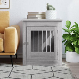 Walplus Grey Sonoma Dog Crate Furniture 64.5X80X71 Cm Engineered Wood End Table - thumbnail 3