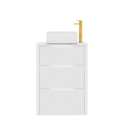 Royal Bathrooms Avenza 600mm Matt White Floor Standing Countertop Bathroom Vanity Unit 3 Drawer With Elena Basin - thumbnail 6